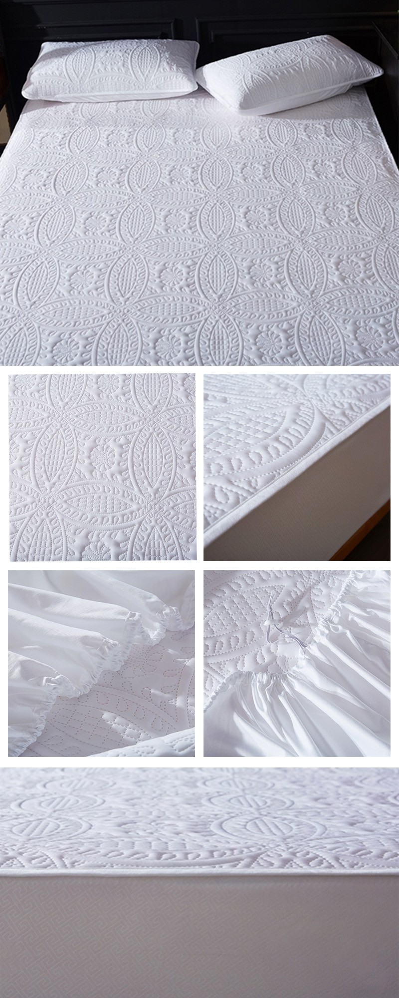 product-800-2000 This quilted fitted sheet is made of high quality materials. The surface is made of knitted cotton, the middle is filled with 100gsm microfiber, and the reverse side is laminated with a 1.5s TPU breathable and waterproof membrane. Helps keep your mattress dry for longer